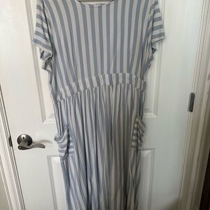 a.n.a Blue and White Striped Dress